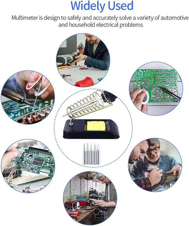 Alt view image 2 of 7 - Electric Soldering Iron Kit 60W Adjustable Temperature Welding Tool with 5 Piece Solder Iron Tips Portable PU Carry Bag