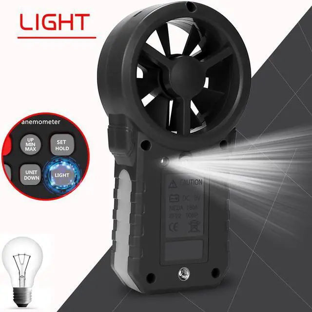 Alt view image 4 of 7 - LCD Digital Anemometer Wind Speed Meter wind sensor /Air Velocity/Air Temperature Test Tool Wind Speed Gauges with Flashlight - Gray