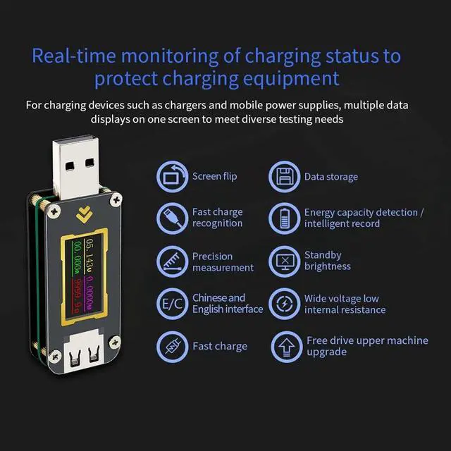 Alt view image 3 of 7 - FNB28 Current and Voltage Meter USB Tester QC2.0/QC3.0/FCP/SCP/AFC Fast Charging Protocol Trigger Capacity Test