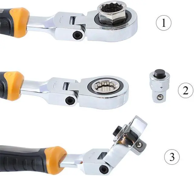 Alt view image 2 of 5 - 1/4 3/8 1/2 Inch 5pcs Ratchet Wrench Adjustable Sleeve Adapter Wrench Spanner Auto Repair Tools Set Hand Tools