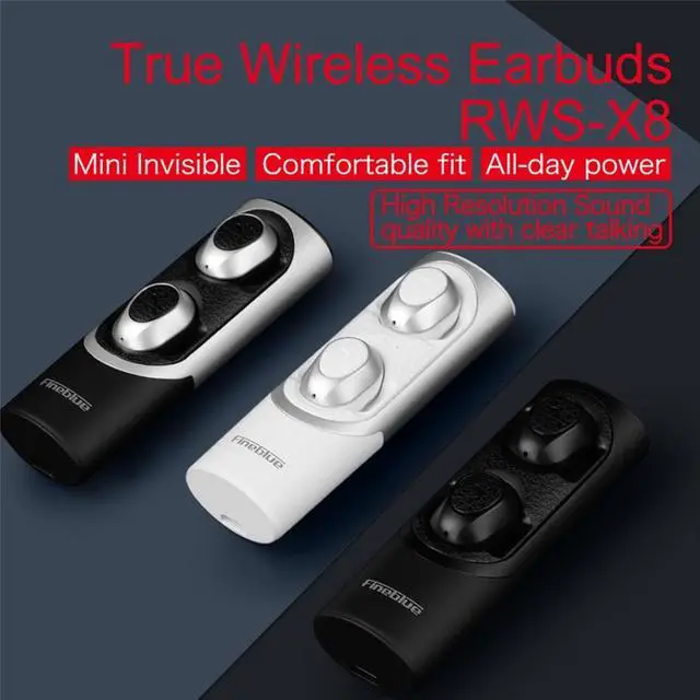 Alt view image 4 of 7 - Split Separate Design Fineblue RWS-X8 BT 5.0 Wireless Business Stereo Wireless Sport Earbuds Headset For Phone iPhone (White)