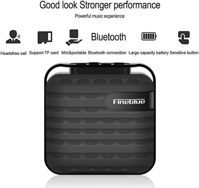 Alt view image 3 of 7 - Fineblue MK-16 Metal Bass Bluetooth wireless Hifi speaker portable Wireless receiver support TWS TF Handsfree call Subwoofer (Black)