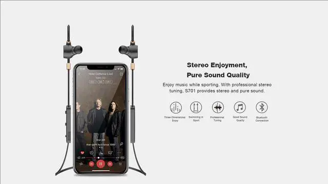 Alt view image 5 of 7 - Roman S701 Earphone/Roman Headset 5.0 Neck-mounted Binaural Hanging Neck sports Wireless Earphone/Wireless Headset (Black)