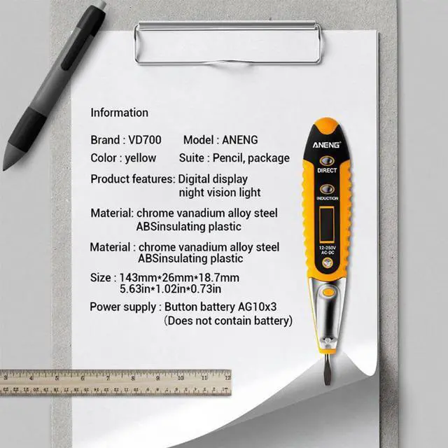 Alt view image 4 of 6 - ANENG VD700 Quality Digital Display Test Pen 143mm X 26mm X 18.7mm Voltage Meters Electrical Instruments - Yellow