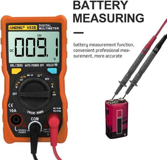 Alt view image 7 of 7 - ANENG V03B LCD Analog Digital Multimeter Tester 4000 Counts Multimetro Esr Meter Multimeter Auto Power Off Peak Auto Meter - Orange