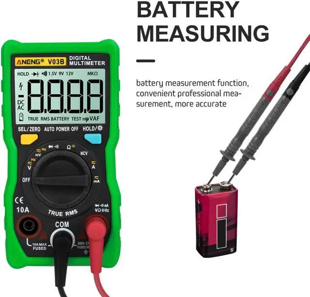 Alt view image 5 of 7 - ANENG V03B LCD Analog Digital Multimeter Tester 4000 Counts Multimetro Esr Meter Multimeter Auto Power Off Peak Auto Meter - Green