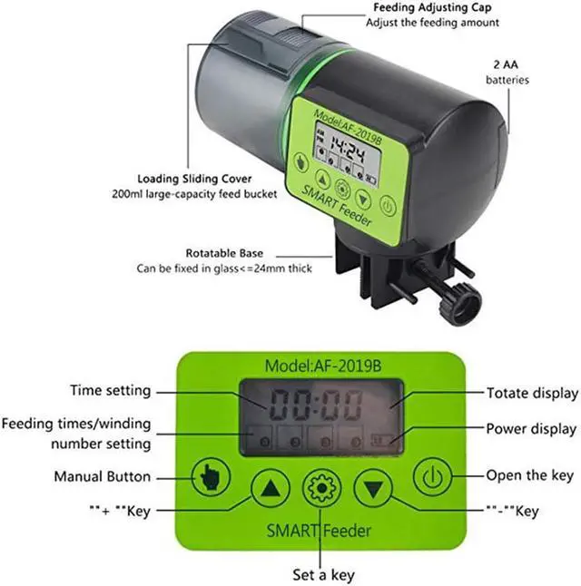 Alt view image 2 of 7 - Automatic Fish Feeder Aquarium Fish Tank Electrical Plastic Timer Feeders Food Feeding Dispenser Fishes Feeder Tool