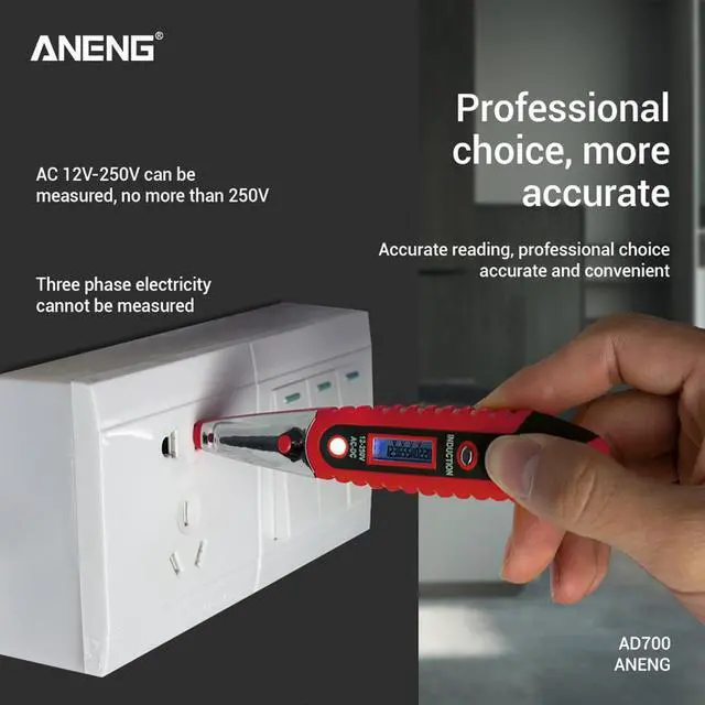 Alt view image 4 of 7 - ANENG VD700 Quality Digital Display Test Pen 143mm X 26mm X 18.7mm Voltage Meters Electrical Instruments - Red