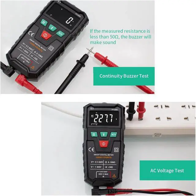 Alt view image 5 of 7 - FUYI FY108S 9999 Counts True RMS Digital Multimeter Palm Size Automatic Multimeter Handheld Mini Universal Meter High-precision Electrician Multi-functional Digital Multi-meter Measure Current AC/DC V