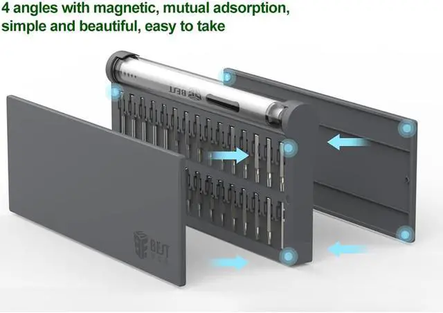 Alt view image 6 of 7 - BEST-9911+ 57 in 1 Electric Screwdriver Set Rechargeable Cordless Power Screw Driver Kit With Magnet Pad Magnetizer