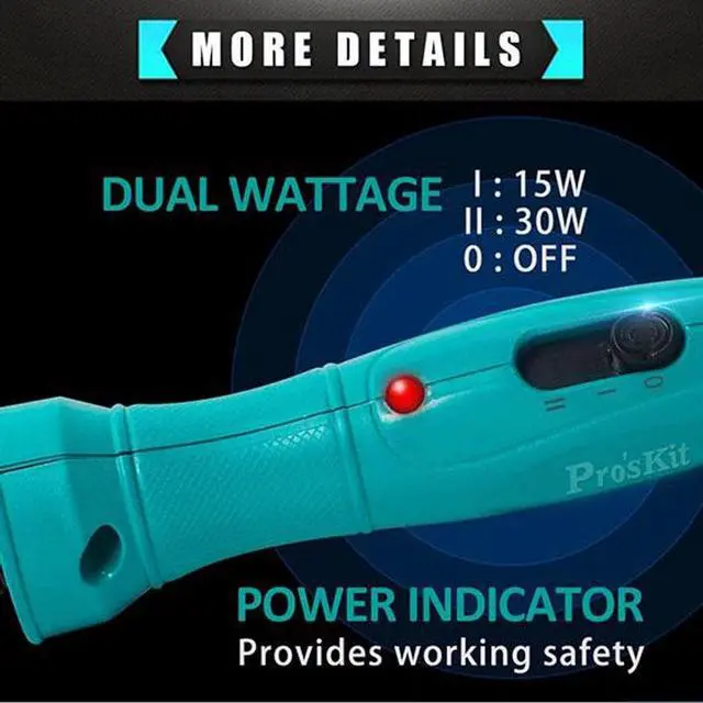 Alt view image 4 of 7 - New Pro'skit SI-139H 220V Adjustable Double Power Electricity Soldering Iron 15W/30W Welding Solder Rework Station Heat Pencil Repair Tools