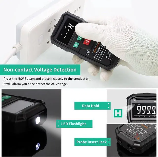 Alt view image 7 of 7 - FUYI FY108S 9999 Counts True RMS Digital Multimeter Palm Size Automatic Multimeter Handheld Mini Universal Meter High-precision Electrician Multi-functional Digital Multi-meter Measure Current AC/DC V