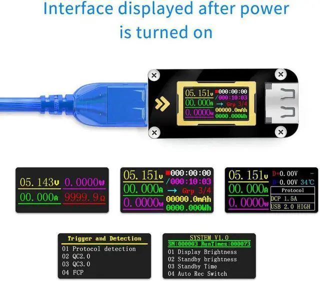 Alt view image 4 of 7 - FNB28 Current and Voltage Meter USB Tester QC2.0/QC3.0/FCP/SCP/AFC Fast Charging Protocol Trigger Capacity Test