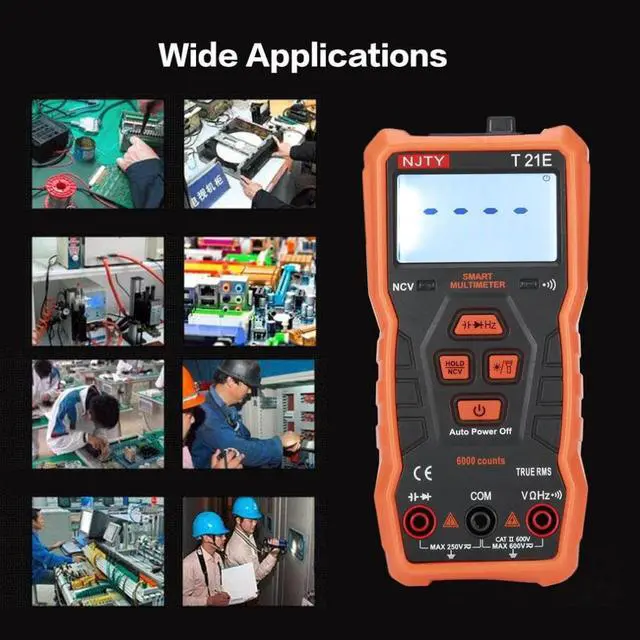 Alt view image 3 of 7 - T21E 5999 Counts Backlight NCV Digital Multimeter AC/DC Voltmeter True RMS Diode Resistence Cap HZ Tester Data Hold
