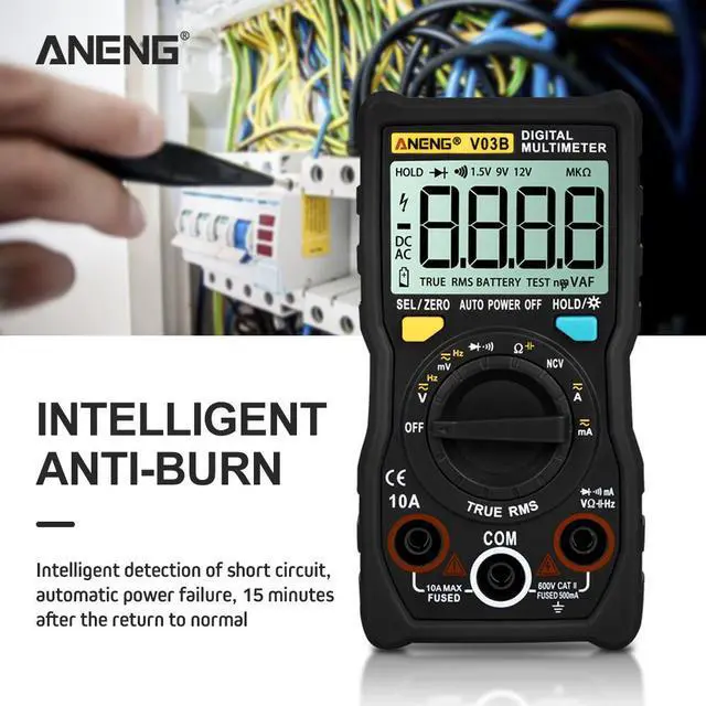 Alt view image 2 of 6 - ANENG V03B LCD Analog Digital Multimeter Tester 4000 Counts Multimetro Esr Meter Multimeter Auto Power Off Peak Auto Meter - Black