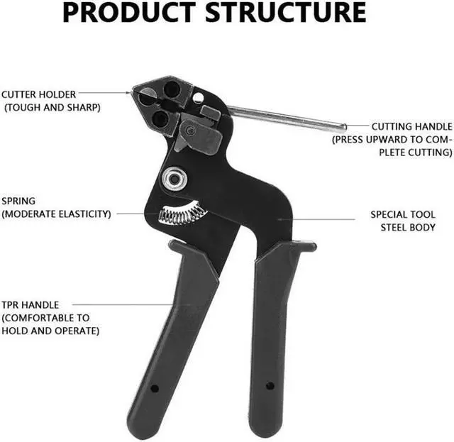 Alt view image 6 of 6 - High Quality 50# Steel Cable Tie Gun for 2.4-9mm Stainless Steel Cable Tie LS-600R Hand Cable Tie Fastening Tool Cable Tie Black