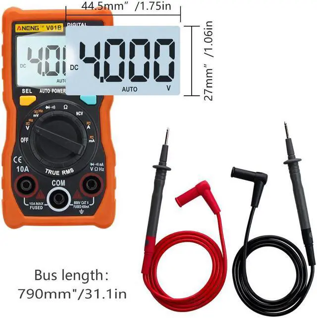 Alt view image 6 of 7 - ANENG V01B 4000 Counts Digital Multimeter Comprobador Automotive Electrical Dmm Transistor Tester Capacitance Meter Test Point - Orange