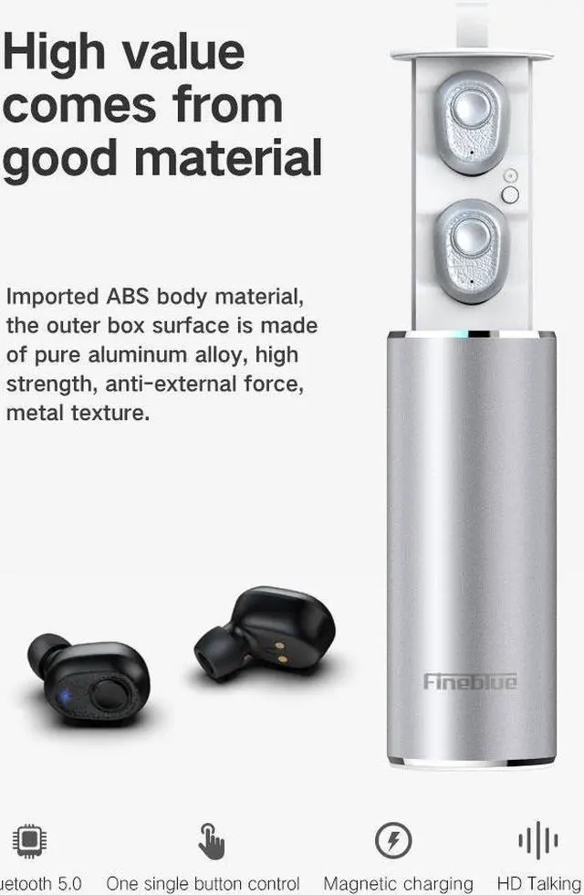 Alt view image 3 of 7 - FineBlue X9 PLUS Bluetooth Headset 5.0 Twin Belt Charging metal Box Bluetooth Headset Sports Music Earphones Headsets Handfree (Black)