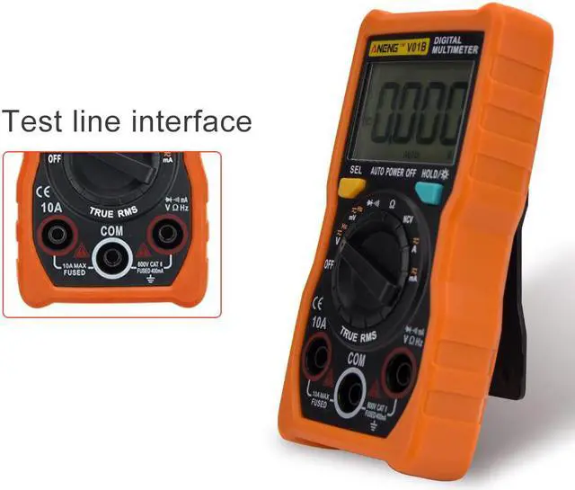 Alt view image 5 of 7 - ANENG V01B 4000 Counts Digital Multimeter Comprobador Automotive Electrical Dmm Transistor Tester Capacitance Meter Test Point - Orange