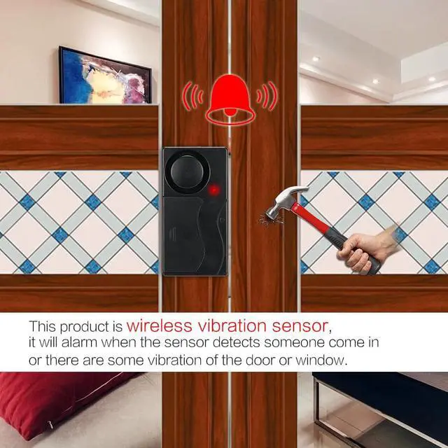 Alt view image 7 of 7 - Wireless Remote Control Vibration Alarm Home House Security Door Window Car Sensor Detector