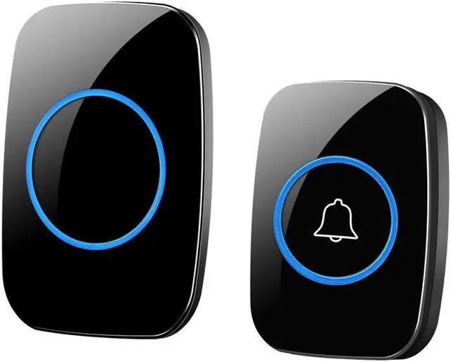 Main image of Wireless Doorbell Waterproof Battery Buttons Receiver 300M Remote Led Light Home Cordless Bell 38 Chimes - Black