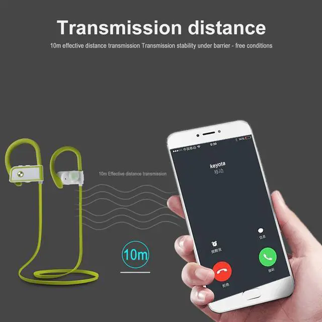 Alt view image 7 of 7 - Fineblue FA80 Wireless Bluetooth earphone Stereo Bass Music Earphone Handsfree With Mic Neckband waterproof IPX-5 Sports Stereo (Green)