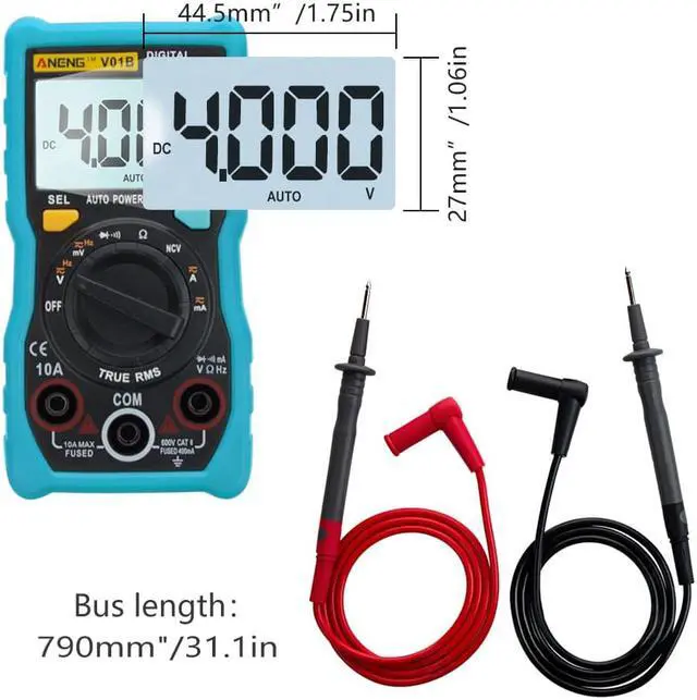 Alt view image 3 of 7 - ANENG V01B 4000 Counts Digital Multimeter Comprobador Automotive Electrical Dmm Transistor Tester Capacitance Meter Test Point - Blue
