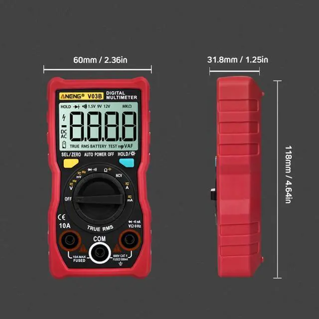 Alt view image 6 of 7 - ANENG V03B LCD Analog Digital Multimeter Tester 4000 Counts Multimetro Esr Meter Multimeter Auto Power Off Peak Auto Meter - Red