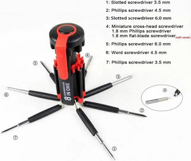 Alt view image 6 of 7 - 8 In 1 Multifunctional Screwdriver Combination All-In-One Repairing Tools With 7 Screw Heads Hand Tools