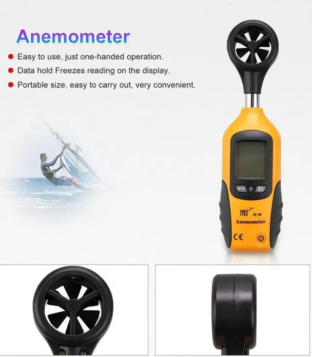 Alt view image 5 of 7 - Handheld LCD Digital Anemometer Wind Speed Gauge Measurement Measuring Tool Air Flow Speed Meter HT-81