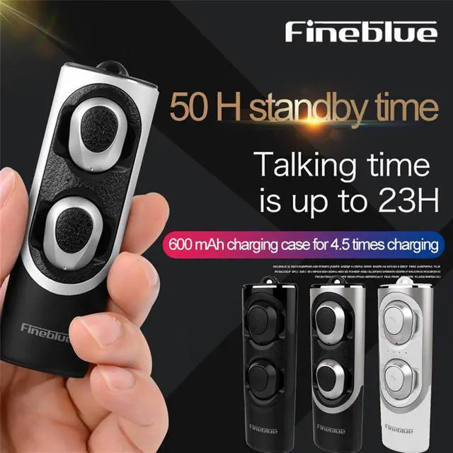 Alt view image 2 of 7 - Split Separate Design Fineblue RWS-X8 BT 5.0 Wireless Business Stereo Wireless Sport Earbuds Headset For Phone iPhone (Black)