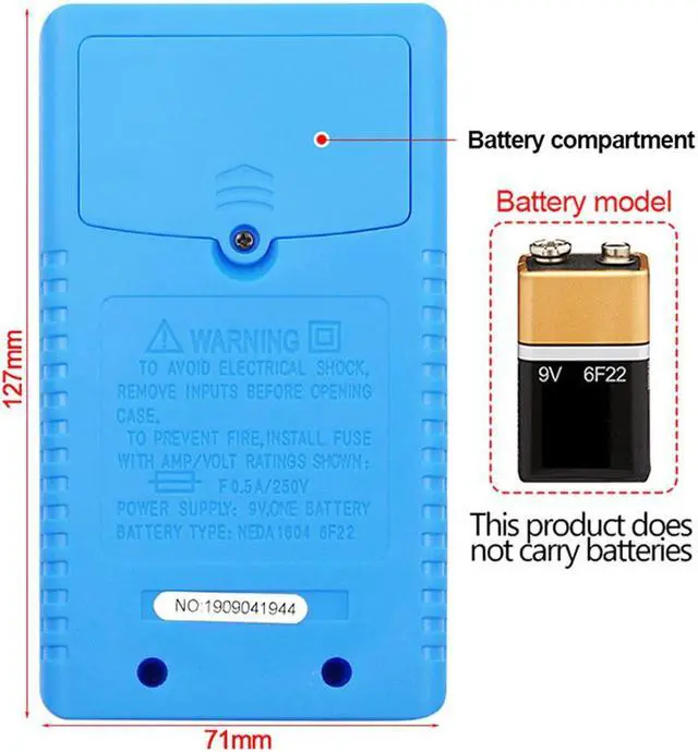 Alt view image 5 of 6 - Large Screen Digital Multimeter Buzzer Overload Protection Mini Wave Output Voltmeter Tester for DC Voltage AC Voltage Measuring