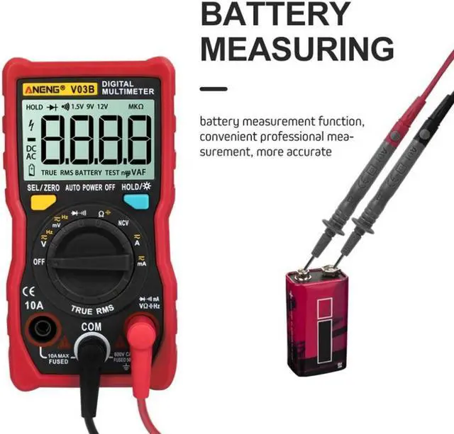 Alt view image 4 of 7 - ANENG V03B LCD Analog Digital Multimeter Tester 4000 Counts Multimetro Esr Meter Multimeter Auto Power Off Peak Auto Meter - Red