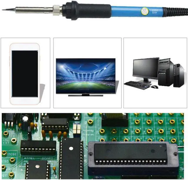 Alt view image 4 of 4 - Temperature Electric Soldering Iron 220V 60W Welding Solder Rework Station Heat Pencil Tips Repair Tool