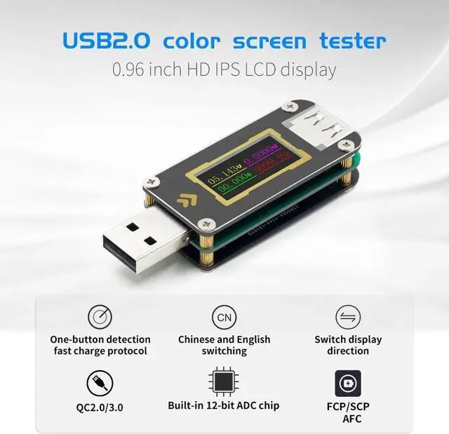 Alt view image 2 of 7 - FNB28 Current and Voltage Meter USB Tester QC2.0/QC3.0/FCP/SCP/AFC Fast Charging Protocol Trigger Capacity Test