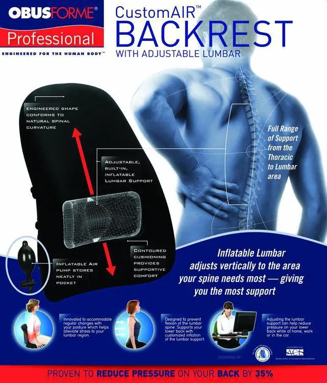 Alt view image 2 of 7 - OBUS FORME CustomAIR Backrest Support, CL-PROF-01