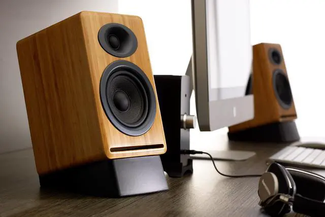 Alt view image 11 of 17 - Audioengine P4 Premium Passive Bookshelf Speakers - Pair (Bamboo)