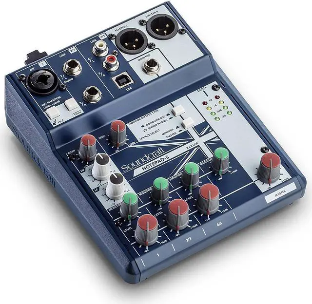 Alt view image 2 of 20 - Soundcraft Notepad-5 5-channel Analog Mixer w/USB I/O