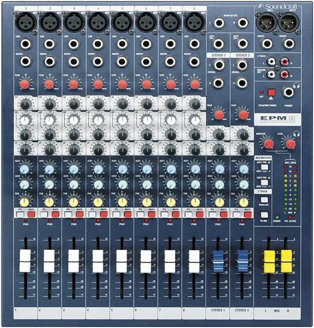 Alt view image 10 of 14 - Soundcraft EPM8 8 Mono + 2 Stereo Channel Recording & Live Sound Audio Console