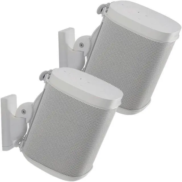 Alt view image 4 of 13 - Sanus Wireless Speaker Swivel and Tilt Wall Mounts for Sonos ONE, PLAY:1, and PLAY:3 - Pair (White)