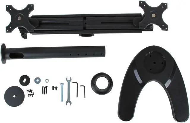 Alt view image 8 of 8 - Dual Monitor Stand, Free Standing Sliding Arm Monitor Mount for Two LCD Screens