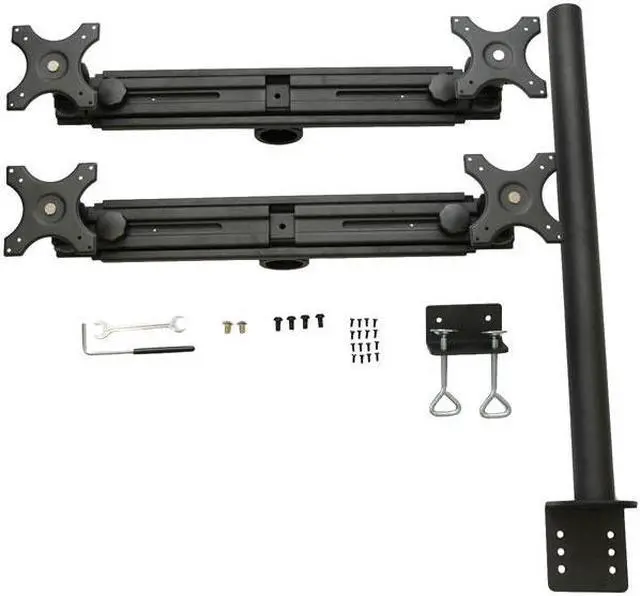 Alt view image 9 of 9 - MonMount Quad Up to 27-Inch Screens Monitor Mount Stand Clamp Style, Black (LCD-2040B)