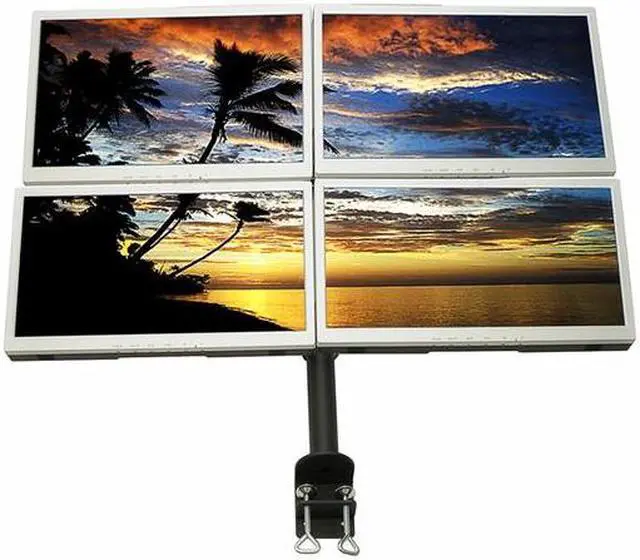 Alt view image 2 of 9 - MonMount Quad Up to 27-Inch Screens Monitor Mount Stand Clamp Style, Black (LCD-2040B)
