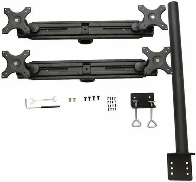Alt view image 3 of 9 - MonMount Quad Up to 27-Inch Screens Monitor Mount Stand Clamp Style, Black (LCD-2040B)