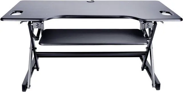 Alt view image 5 of 17 - Rocelco Deluxe 46" wide Height Adjustable Standing Desk Riser with Extended Vertical Range (Black)