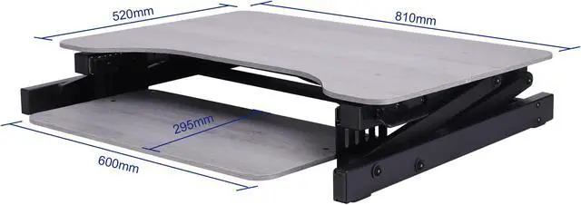 Alt view image 4 of 19 - Rocelco 32" Height Adjustable Standing Desk Converter - Quick Sit Stand Up Dual Monitor Riser - Gas Spring Assist Tabletop Computer Workstation - Large Retractable Keyboard Tray - GREY (ADR-GR)