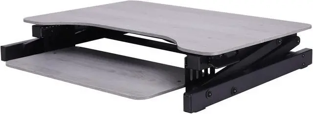 Alt view image 3 of 19 - Rocelco 32" Height Adjustable Standing Desk Converter - Quick Sit Stand Up Dual Monitor Riser - Gas Spring Assist Tabletop Computer Workstation - Large Retractable Keyboard Tray - GREY (ADR-GR)