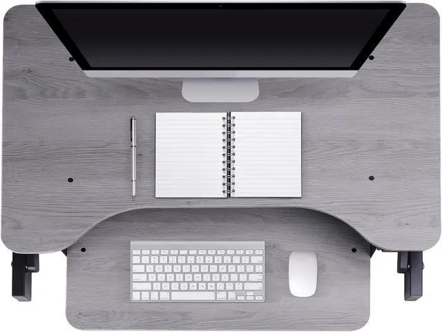 Alt view image 7 of 19 - Rocelco 32" Height Adjustable Standing Desk Converter - Quick Sit Stand Up Dual Monitor Riser - Gas Spring Assist Tabletop Computer Workstation - Large Retractable Keyboard Tray - GREY (ADR-GR)