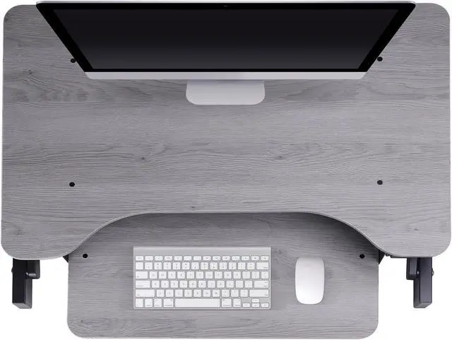 Alt view image 8 of 19 - Rocelco 32" Height Adjustable Standing Desk Converter - Quick Sit Stand Up Dual Monitor Riser - Gas Spring Assist Tabletop Computer Workstation - Large Retractable Keyboard Tray - GREY (ADR-GR)