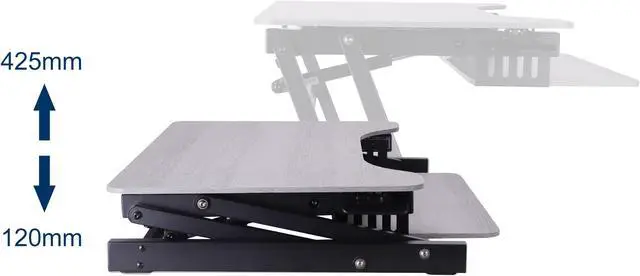 Alt view image 6 of 19 - Rocelco 32" Height Adjustable Standing Desk Converter - Quick Sit Stand Up Dual Monitor Riser - Gas Spring Assist Tabletop Computer Workstation - Large Retractable Keyboard Tray - GREY (ADR-GR)